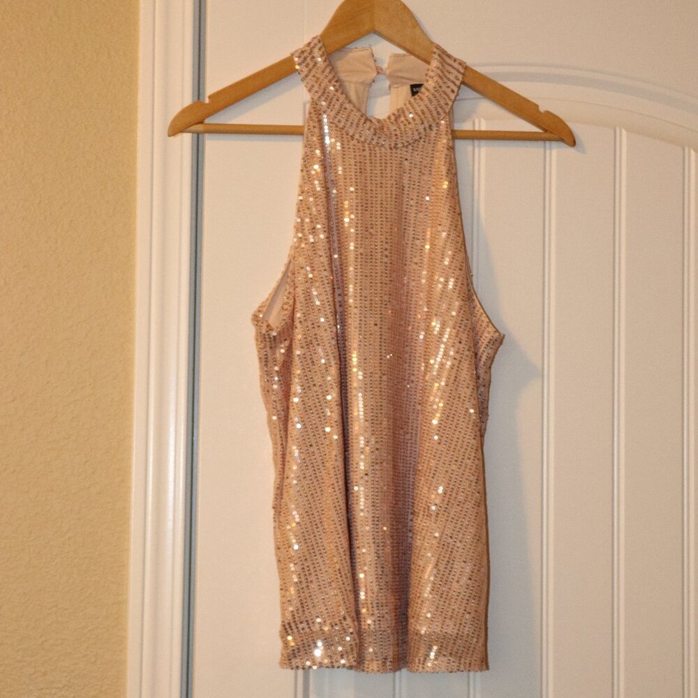 SHEIN Sequin Top - SZ Medium Gold